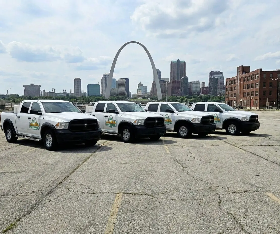 Two white suvs parked in front of a house.